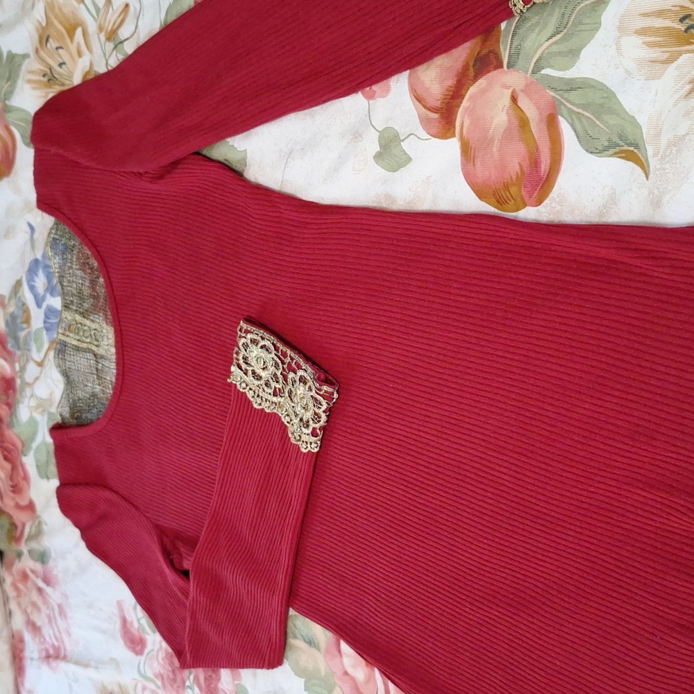 Royal Red Dress with Gold Embroidery